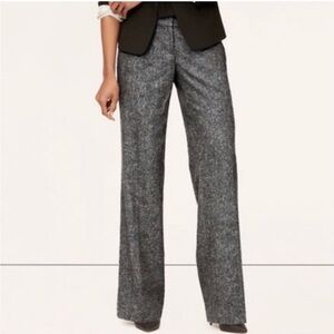 Ann Taylor LOFT Julie Tweed Mid-Rise Bootcut Trouser Pant Career Black 10